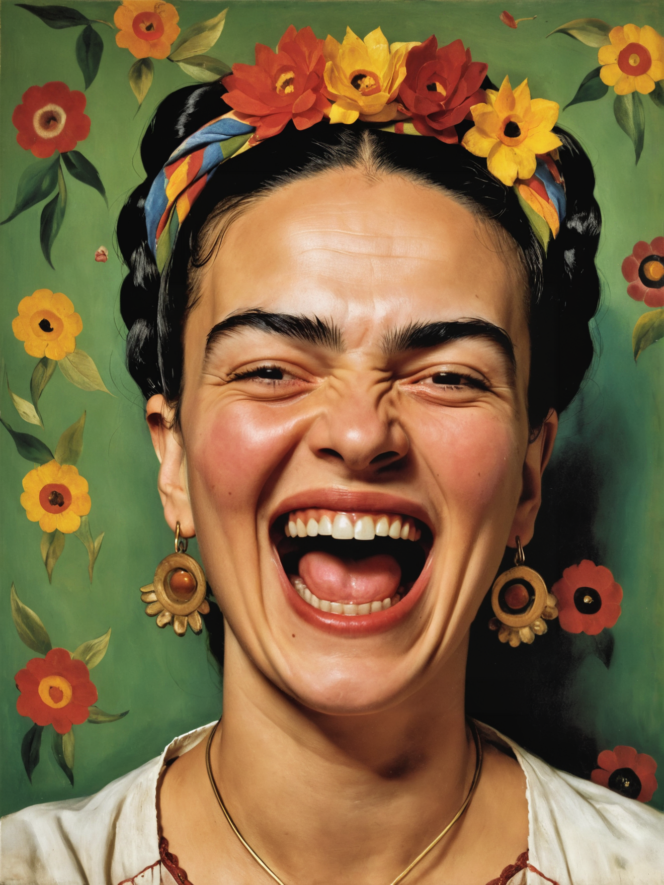 self portrait with hysterical laughter, by Frida Kahlo