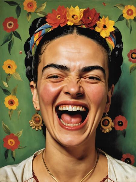 self portrait with hysterical laughter, by Frida Kahlo