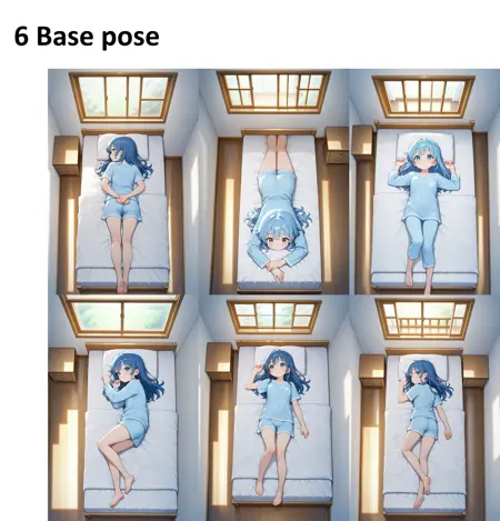 Civitai ベッドポージング6種(ポージングアクションサンプル17種付き)ワイルドカード / Bed posing 6 types (with 17 posing action samples) wildcard