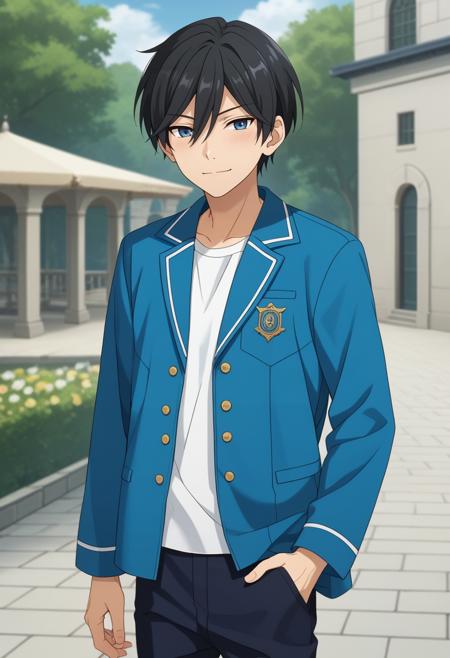 Hokuto Hidaka, black hair, blue eyes,