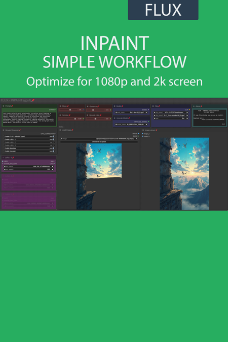 Inpainting simple workflow FLUX | UPSCALE | LORA | GGUF | CIVITAI Metadata v4.3