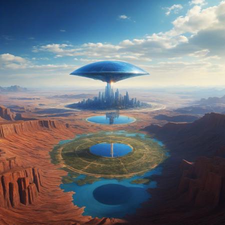 A digital painting of a desolate landscape with at the center a city in a giant glass dome by Greg Rutkowski, rule of thirds, blue color-scheme, digital painting, artstation, octane render, trending on artstation, masterpiece
, Realistic , 4k, Hyperdetailed Photography