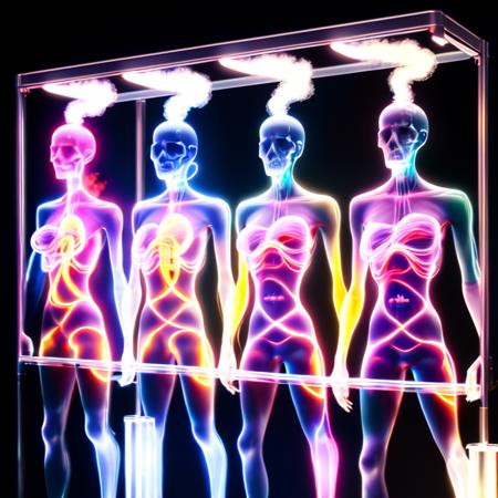 photo, scifi photonic cloning equipment, human bod forms from vibrant colored glowing smoke, hi tech machine rack (photoniccloning style:1)  <lora:djzPhotonicCloning:0.8>