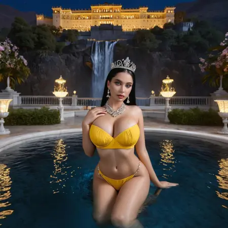 THE QUEEN in the pool water