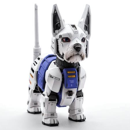 (masterpiece), isometric view of a MINI cute hyper realistic futuristic soldier white schnauzer puppy, big white bread, wearing mecha armor, blue model, Cinematic, hyper detailed, white GRADIENT background , highly detailed, zoomed out,