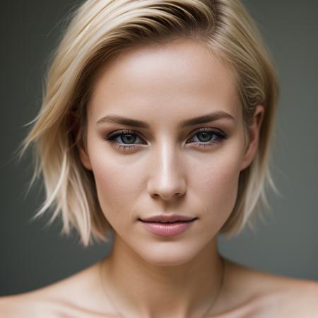 portrait,woman,27 years old,pretty,french,blonde short hair,big cheekbones,(acne:0.8),pleasant,flickr,4k,canon eos r3 (and variations of this),
