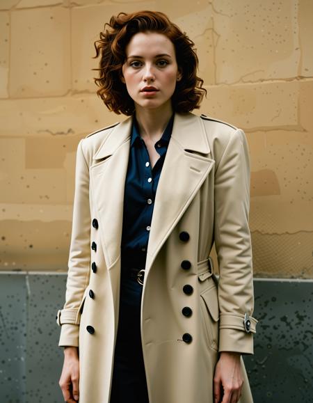 Jane_auburn, RAW full body analogue photo of a beautiful 20 years old woman, clear focus, 8K,Female Noir Detective, Paris, 1940s: 1 woman, (intelligent gaze) with [analytical mind], short styled curly hair hair, wearing a (feminine) coat with [noir] accessories, and a perceptive expression, inspired by the works of (Rene Gruau) and Jean Dubuffet, with (moody colors) and (expressive brushstrokes), characterized by (atmospheric composition) and sense of mystery, (noir atmosphere) and curious nature. ,photo Fantasy art combining the styles of Boris Vellejo and Luis Royo,Photorealistic, real photo, god rays, 1girl, 21yo,realistic, <lora:Jane_Auburn_SDXL:0.9>