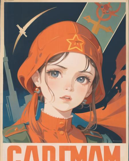 1girl, CCCPposter, sovietposter,none,soviet poster, soviet