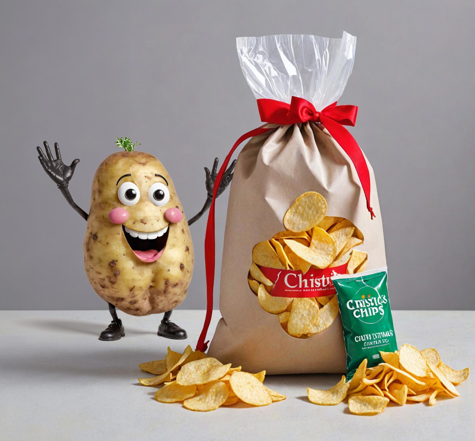 A bag of Chirstie's chips with a potato mascot.