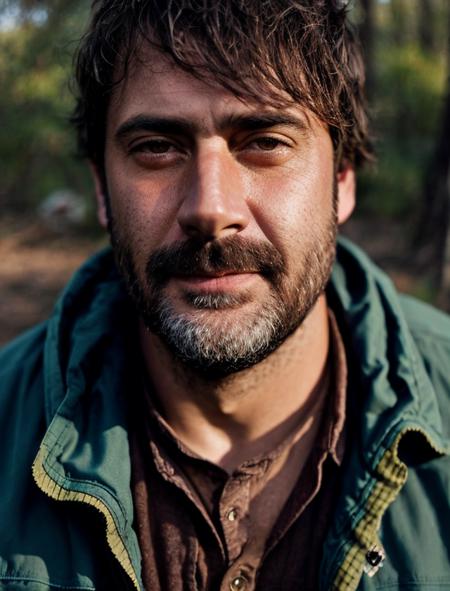 facial portrait, man in camping clothes, post-apocalyptic, dramatic light <lora:lowra_v10:0.6>  <lora:Jeffrey Dean Morgan:0.8>