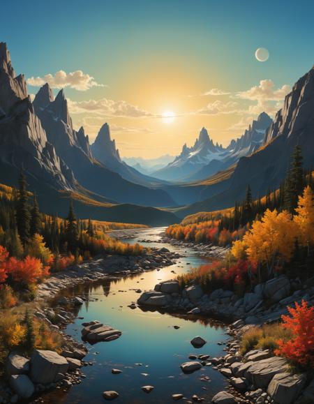 by (A.J.Casson:1.2) and (Clyde Caldwell:1.1), hyper realistic medium full shot photo of  a (otherworldly landscape:1.1),  (photogenic , babyish , masterful:1.4), poster art, bold lines, hyper detailed, expressive,  award winning,  dark limited color palette, high contrast, depth of field, (intricate details, masterpiece, best quality:1.4),

ring light, looking at viewer, dynamic pose, wide angle panoramic view,

<lora:add-detail-xl:0.8> <lora:xl_more_art-full_v1:0.5> <lora:looking_at_viewer:2>
