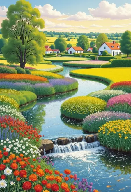 D_Pastoral Landscape Painting_Rural Scene Generation