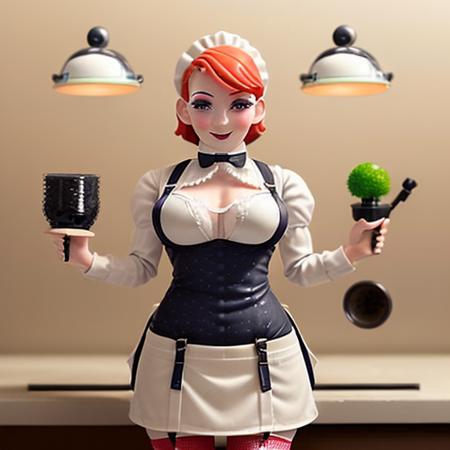 <lora:microworld128fp16:1> (microworld:1.5) pole, undercut hair, maid, freckles, apron, big breast, amazing body, pronounced feminine feature, legwear suspenders, kitchen, close up, skin covered by flour