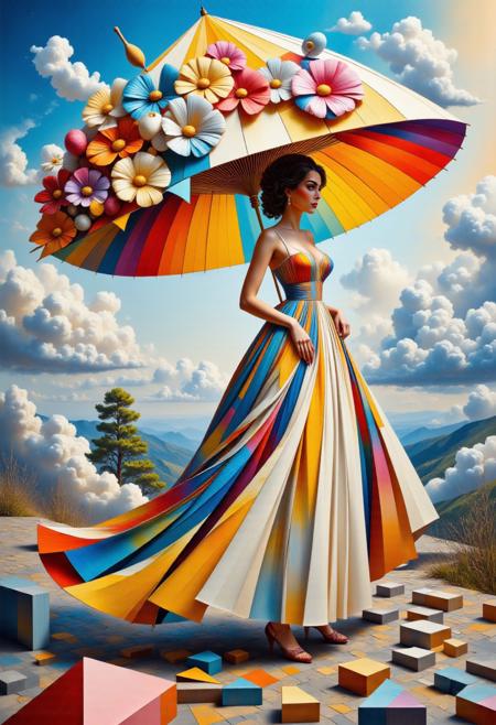 rococo lady with an umbrella made out of a huge elderflower