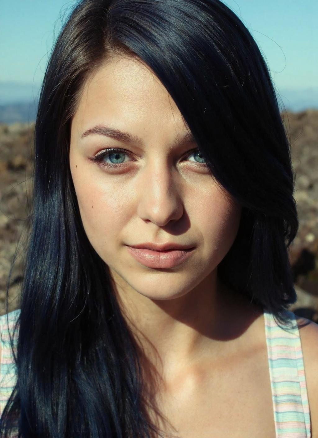 {    "T5": "A highly detailed, high-quality close-up photograph of Melissa Benoist's face, set against the rough, rocky terrain of a plateau, with the soft blue sky above. She is wearing an off-the-shoulder sundress, striped in pastel colors, with a smocked bodice, her dark blue hair cascading down her shoulders and framing her pale face, with a look of disgust etched across it. Her nose is scrunched, her brow furrowed, and her lips pursed, revealing the inner turmoil of her emotions. Her skin texture is smooth and flawless, with a subtle sheen that catches the sunlight, and every strand of hair appears distinct and three-dimensional, with delicate highlights that dance across the dark dye. Her eyes are intensely expressive, the irises a vibrant shade of blue that seem to flash with annoyance, the whites unblemished and the eyelids subtly defined. The focus is razor-sharp, freezing every minuscule detail in perfect clarity.",    "CLIP-L": "close-up facial photo, Melissa Benoist, disgust expression, off-the-shoulder sundress, smocked bodice, dark blue hair, plateau setting, pastel colors, rocky terrain, detailed textures, skin, hair, eyes, facial features" }