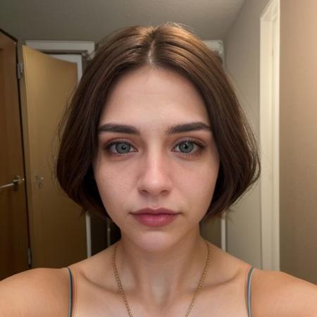 A selfie style photo of the last 25 year old woman from the last day of human kind on earth, extremely detailed
