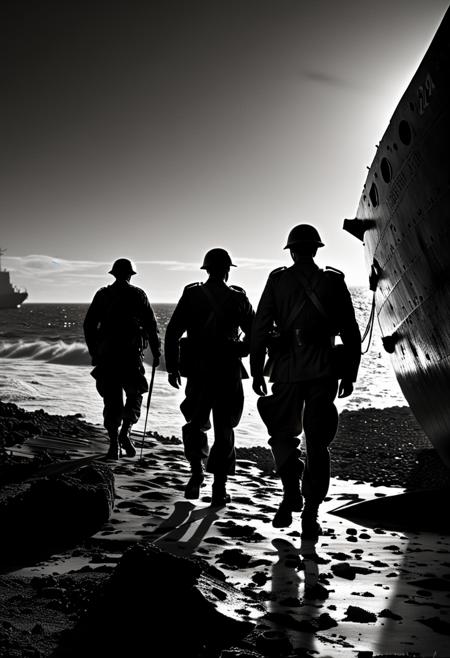 Long,weary lines of soldiers trudging back from the front,shadows of the men they once were,Dusk,Shipwreck,Disquieting,Phantom-like,(Monochromatic:1.1),(Isolation:1.1),(Chiaroscuro:1.1),(Strobe light:1.2),Marble,Polygon,((Romantic,soft,passionate,tender:0.99),(Rule of Thirds,balanced,offset focus,Rough,gritty,coarse,rugged,Hard Light,sharp,strong contrast,defined:0.75),(Cinma Vrit,naturalistic,observational,unobtrusive:0.99):0.5),ultra detailed,intricate,oil on canvas,dry brush,(surrealism:1.1),(disturbing:1.1),
(wide shot, wide-angle lens,Panoramic:1.2),super vista,super wide Angle,Low Angle shooting,super wide lens,
1girl,extremely beautiful face,stunning face,perfect face,best face,extremely attractive,gorgeous,detailed face,highly detailed,realistic,hyper-realistic,IMAX,HD,8K resolutions,ultra-high resolutions,best quality,masterpiece,(full body:1.5),
Dynamic Angle,Dynamic posture,<lora:~Q?-vIfQW:fo xuer white fur coat:0.8>,<lora:add-detail-xl:1>,<lora:DarkGrimFantasyXL:0.8>,