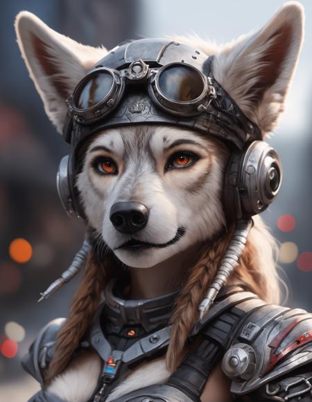 wast up, Horror-themed Tilt-shift photo of sfw,cyborg upper body, exquisitely detailed skin of evil AI, redemption, powerful and anthropomorphic concept of The woman has attributes such as terminator, cyborg, robot, fur, fangs, ears, tail, and possibly wolf eyes.(hands on chest:1.4) (Hands bra:1.3), ( wearing old leathercoat red thong), nipples covered by hands,plated armor with runes, (cop cap:1.6) and (sunglasse:1.6) on head, Facial Features: cyborg, robotic eyes, circuit, human face, Human Facial Structure: The face maintains a human-like structure with a forehead, cheeks, and chin. a female black wolf furry, slutty, solo, skinny, bloom, bedroom Facial Features: Human Facial Structure: The face maintains a human-like structure with a forehead, cheeks, and chin. she have robot red reptil eyes and digital cadran on chest. Hair and Fur: Human Hair: Hair might be present on the head, similar to a human. fur could cover parts of her body, resembling the coloration and patterning of a tiger's coat. Skin: Human-like Skin: Skin on areas not covered by fur would resemble human skin in texture and color. , looking at viewer . . Selective focus, miniature effect, blurred background, highly detailed, vibrant, perspective control . Eerie, unsettling, dark, spooky, suspenseful, grim, highly detailed, detailed, realistic, 8k uhd, high quality, detailed, realistic, 8k uhd, high quality