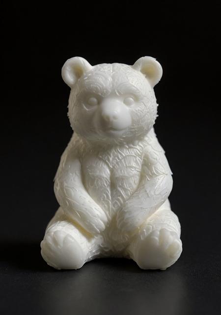 realistic, masterpiece, 4k, 8k, extremely detailed (WhiteMold art style, 3d printed mold, looks 3D printed in a wonderful aesthetic white), 3d   bear  , cinematic lights,  (black background), simple background  , , WhiteMold<lora:- SDXL - vanta-black_contrast_V3.0.safetensors:0.4:0.4> <lora:sdxl1.0\3DPrintingXL.safetensors:1.0:1.0> <lora:aidma-Image Upgrader-v0.1.safetensors:0.4:0.4>