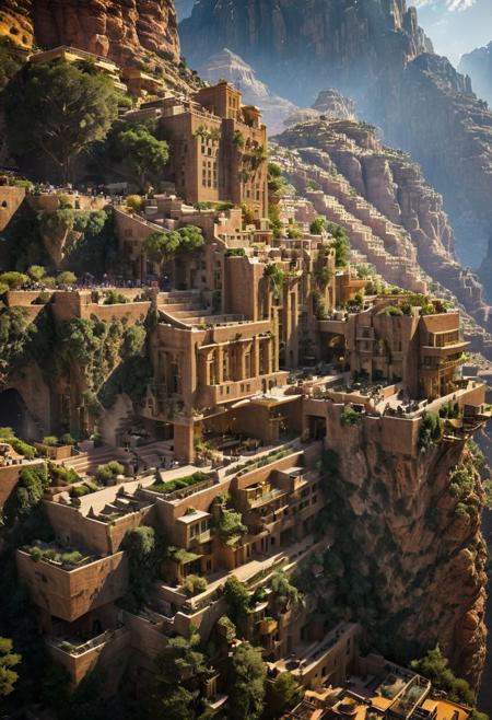 (The colonial city of the future, in the mist-filled Grand Canyon, on an unknown Earth-like planet, 2 moon on sky, Spaceship flight connects colonies, waterfulls:1.3), (Machu Picchu, a mountain settlement, incredibly spectacular:1.2), (Mario Botta:1.3), (avant-garde, future, reality, science fiction, photorealistic), (modern architecture:1.2), 
(Large Files, Ultra Realistic, 8K, 16k, FHD, HD, VFX, Perfect, Photography, composition, Architecture Sales Photography, Architecture Competition, Ultra High Resolution, Cinematography, High Resolution Image:1.1), (dramatic lighting, direct sunlight, ray tracing, clear shadow:1.2),  (real landscape:1.1), (blurred background:1.0), (urban background, more_details) ,
ac_neg1, great lighting, clear, hillscastel, extrusionbuilding, vertical