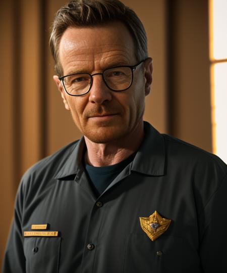 1man,bryancranston,age up,(wearing prison uniform,black glasses),(handcuffed),(masterpiece:1.2) (photorealistic:1.2) (bokeh) (best quality) (detailed skin) (intricate) (8k) (HDR) (cinematic lighting) (sharp focus) (Clutter-Home:1.2) <lora:bryancranston:1:1,1,1,1,1,1,0,0,1,1,1,1,1,1,1,1,1>