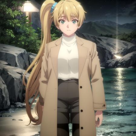 <lora:kirei_shinobi_v1b(outall-sv20-finetuning):1> ocean, beach, mountain, night, dark, dark background, darkness
BREAK
kirei_olis, 1girl, solo, long hair, blonde hair, side ponytail, green eyes, aqua scrunchie, turtleneck sweater, brown coat, brown shorts, black pantyhose, looking at viewer, expressionless