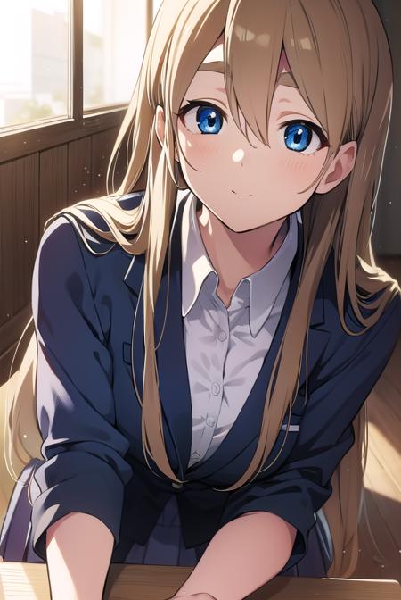 tsumugikotobuki, <lyco:tsumugikotobuki-LYCORIStest:1>,
tsumugi kotobuki, blonde hair, blue eyes, long hair, 
BREAK sakuragaoka high school uniform, school uniform,
BREAK looking at viewer,
BREAK indoors, classroom,
BREAK <lora:GoodHands-vanilla:1>, (masterpiece:1.2), best quality, high resolution, unity 8k wallpaper, (illustration:0.8), (beautiful detailed eyes:1.6), extremely detailed face, perfect lighting, extremely detailed CG, (perfect hands, perfect anatomy),