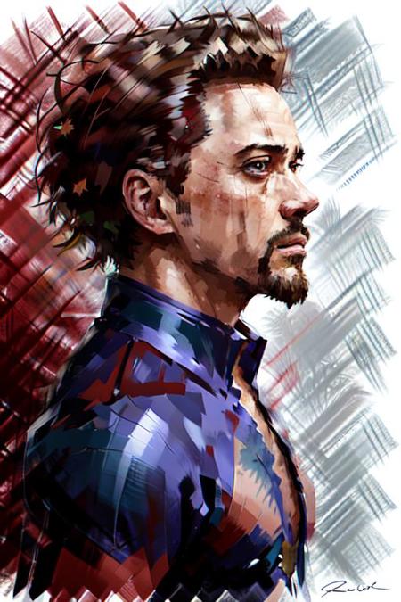 a close up portrait of
Robert Downey
dynamic angle, profile, 
concept art
 masterpiece, highly detailed, highres, HQ, 
<lyco:JamesDoane:.75>