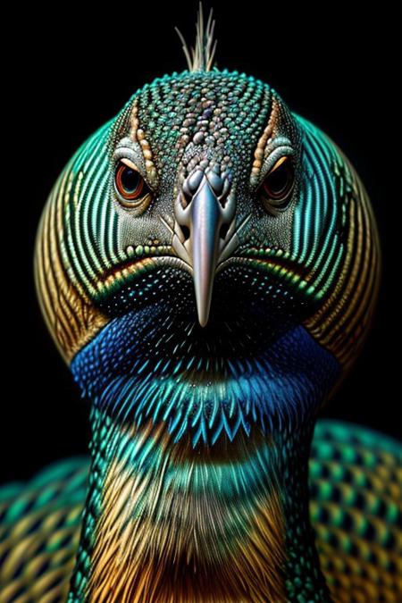 Create a photorealistic close up image of a peacock, feathers, vibrant colors and dark background, highly detailed, aesthetic, great lighting, extremely detailed,  award winning, perfect composition, a rich and complex image of nature, a vibrant tissue of hues and textures captured digitally, best quality, realistic, captivating, intricately detailed, hyper detailed, maximalist style, photorealist, sharp focus, dynamic lighting, superb composition, finest details, highest aesthetics, best quality, sharp focus, high contrast, stylized, clear, colorful, ultra quality, 8k, best quality, masterpiece,midjourneyv6.1, close up,