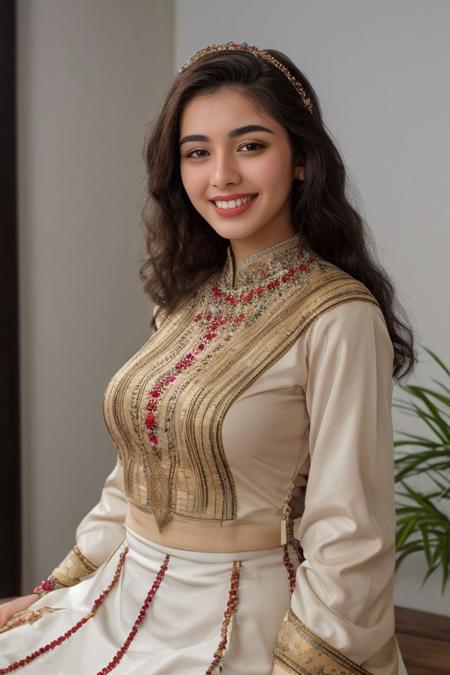 Realistic smiling sexy Moroccan girl in traditional clothing