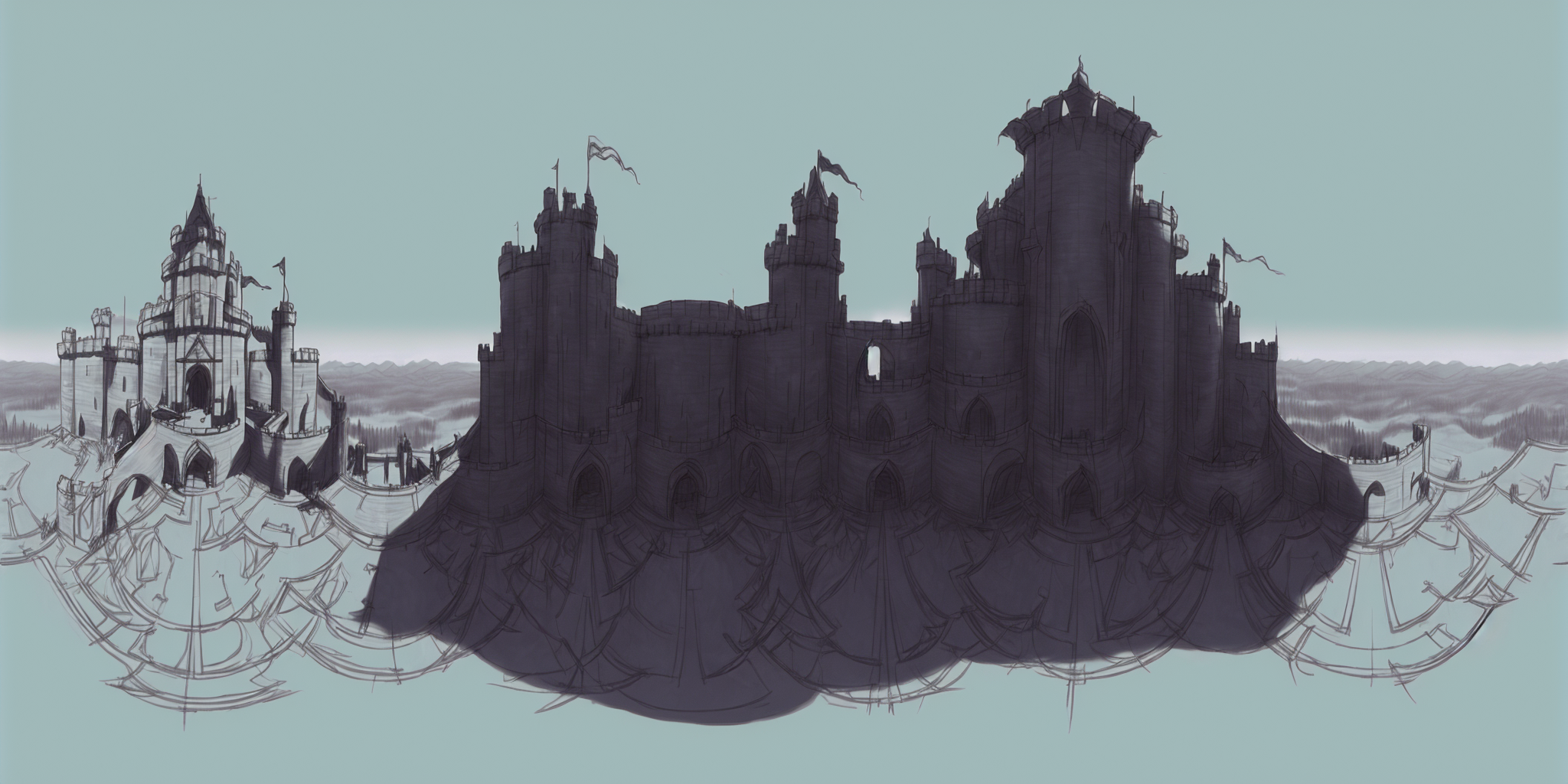 an sketch of castle on a field, qxj <lora:360Diffusion_v1:1>