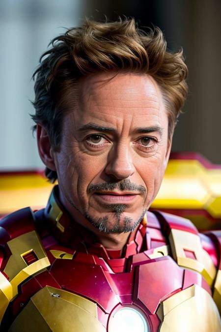 a photo of robdowney65 ((smiling)) and ((wearing an iron man costume)), detailed background, hyper-detailed, detailed face, POV, by lee jeffries nikon d850 film stock photograph 4 kodak portra 400 camera f1.6 lens rich colors hyper-realistic lifelike texture dramatic lighting unreal engine trending on artstation cinestill 800