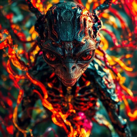 focus on alien non-anthropomorphic bioengineered creature, transparency:1.4, (detailed cybernetic implants fused with organic matter:0.5), full body, (with intensely vibrant swirling colors:1.9), realistic photo,
<lora:Fantastic_Pic-v1.05:0.8>, real,(realistic),photo realistic, photography,highly detailed,(masterpiece),(high quality),best quality,super detailed,full detail,4k,8k,realistic lighting, norender, no anime
