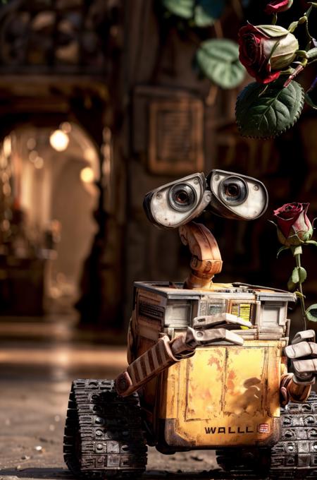1 WallE, WALL-E, (take a rose:1.2), extreme detail,  close up, <lora:CP1_Sora:0.65>,
(masterpiece, best quality, 8k, wallpaper, extreme detail),