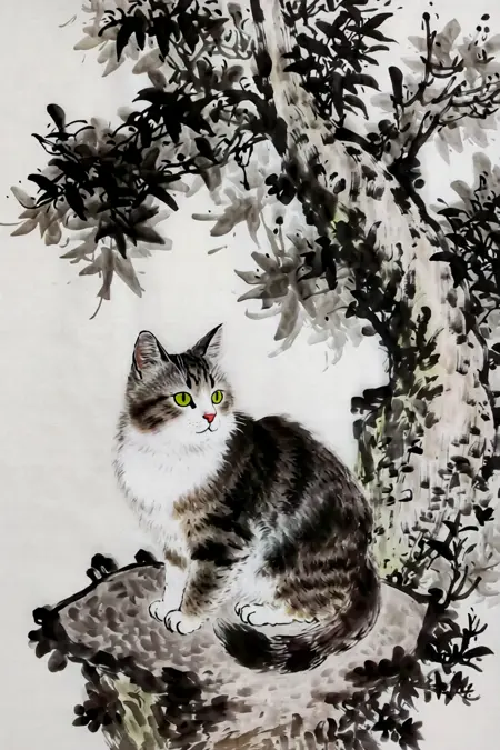 中国传统彩色水墨化风格lora