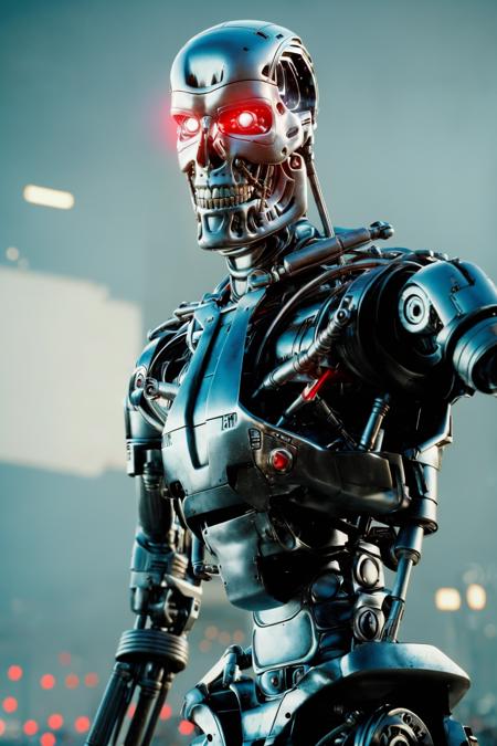 <lora:T800Endoskeleton-10:0.8>, (RAW photo, real life, absurdres, high quality, photorealistic, detailed, realistic:1.3), (solo:1.3), ((dynamic pose)), a high resolution photo of a T800Endoskeleton robot with red eyes and metal skull face and chrome metal body,  robots and post apocalypse war and robots in the background, cinematic, atmospheric, 8k, realistic lighting, shot by Hassleblad H6D, Zeiss, Kodachrome, nikon, 50mm 1.2 lens, Octane Render, ultra realistic, realistic lighting, photorealistic, photorealism, photoreal, unreal engine 5, Adobe After FX, highly detailed, intricate detail