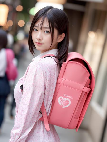 RAW photo, portrait, best quality, high res,
(1 women:1.3), solo, wearing business suits and business shirt,
bokeh background, day time shopping street of Shibuya Tokyo, stores, neon signs,
<lora:randoseru_v1.1:1>, wearing pink randoseru backpack, view from side