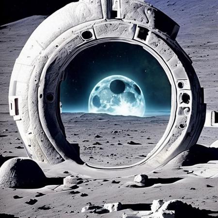 photo of  moon   portal,  masterpiece, strange