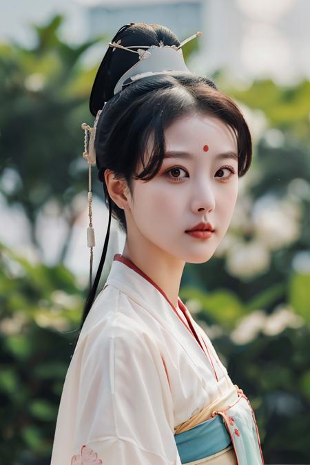 (masterpiece,best quality,ultra high res:1.2),(photo-realistic:1.2),(character portrait:1.3),hanfu,tang_style,blurry background,
1girl,23yo,(looking at viewer:1.2),zhouhaimei,sunset,<lora:hanfuTang_v35:0.4>,face_focus,black hair,<lora:zhouhaimei_sd15_0_-000004:1>,