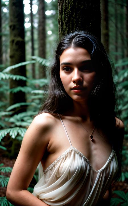 analog film photo Jasmin, black hair, cute 21yo beauty under drizzling rain, (elegant, beautiful face), transparent white silk dress, forest moss, (freckles:0.8), flowers feld,A necklace with "SD3" written on itï¼ (white hair), magical atmosphere, (long hair), detailed skin, skin texture, ultradetailed (intricately detailed, fine details, hyperdetailed), raytracing, subsurface scattering, (fantasy underworld on background), diffused soft lighting, shallow depth of field, sharp focus bokeh,slim body, (realistic photo quality:1.4)
, <lora:more_details:0.6> 18yo,  . faded film, desaturated, 35mm photo, grainy, vignette, vintage, Kodachrome, Lomography, stained, highly detailed, found footage