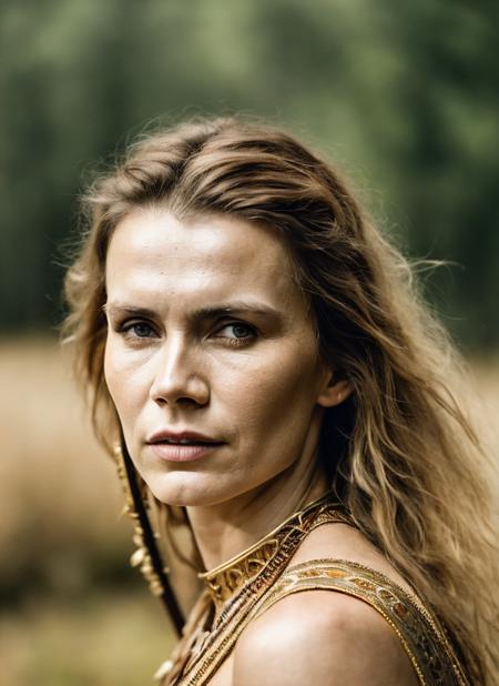 analog style, modelshoot style, A stunning intricate full color portrait of (35 years old sks woman:1) as (viking warrior woman), (barbarian),  epic character composition, by ilya kuvshinov, alessio albi, nina masic, sharp focus, natural lighting, subsurface scattering, f2, 35mm, film grain, <lora:locon_olga_v1_from_v1_64_32:1.3>