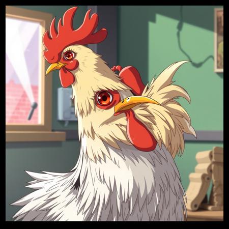 A chicken but it's anime
