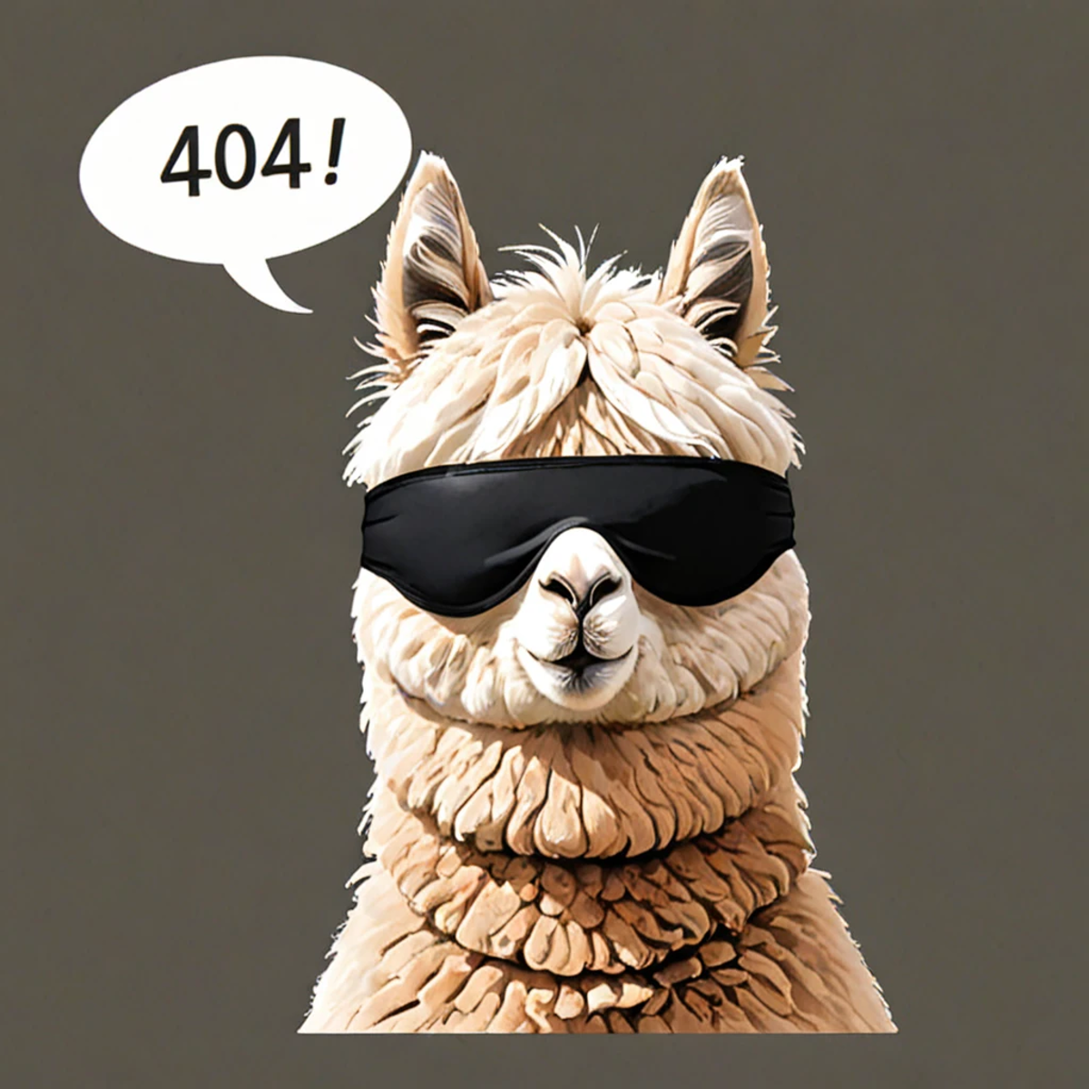 A Large Llama with a 404 Error and Blindfolded Eyes.