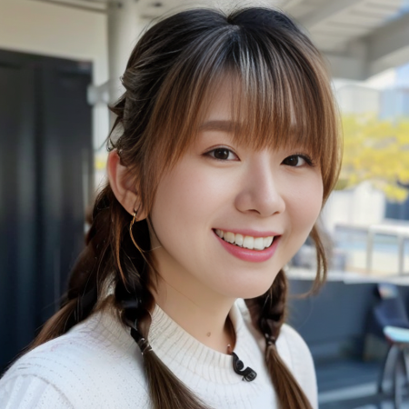 erica,tvb,kawaii, instagram, artist, 8k,
photorealistic,  double braid, long hair, best quality,  depth of field, detailed face, face focus, shiny skin,   blurry background, slim body,  close up, front view, looking at viewer, laugh