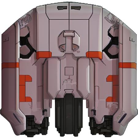 FTL spaceship, solo, simple background, white background, no humans, transparent background, robot, mecha, science fiction, straight-on <lora:FTLShips-10:1>