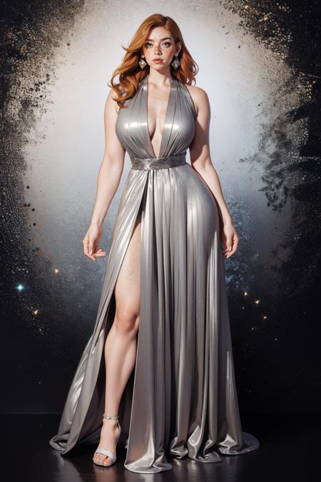 s1lv3rdr3ss,full body,sleeveless dress,long dress, silver dress