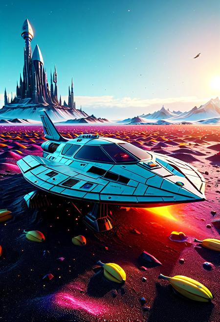 Clues, Morality, Banana, Mother, Dreamland, Spaceship, Temptation, Salty, Out Of Time, duck stab, 
means, reward, frozen, cheat, slab, dream, dozen, temptation, calorie, 
3d-rendering, concept-art, digital, dreaminess, futuristic, multimedia, virtual-reality, 
eeriness, fantasy, other-worldliness, science-fiction, surreal, 
colorful, sci-fi style, technological, alien worlds, space themes, advanced civilizations, 
best quality, masterpiece, aesthetic, intricate details, highly detailed, ultra-detailed, absurdres, unreal engine, octane rendering, high contrast, vivid, vibrant, volumetric lighting, sharp focus, 
ObsidianSand