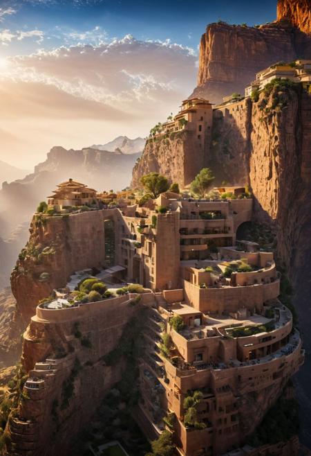 (The colonial city of the future, in the mist-filled Grand Canyon, on an unknown Earth-like planet, 2 moon on sky, Spaceship flight connects colonies, waterfulls:1.3), (Machu Picchu, a mountain settlement, incredibly spectacular:1.2), (Mario Botta:1.3), (avant-garde, future, reality, science fiction, photorealistic), (modern architecture:1.2), 
(Large Files, Ultra Realistic, 8K, 16k, FHD, HD, VFX, Perfect, Photography, composition, Architecture Sales Photography, Architecture Competition, Ultra High Resolution, Cinematography, High Resolution Image:1.1), (dramatic lighting, direct sunlight, ray tracing, clear shadow:1.2),  (real landscape:1.1), (blurred background:1.0), (urban background, more_details) ,
ac_neg1, great lighting, clear, hillscastel, extrusionbuilding, vertical