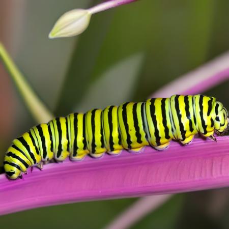 striped Cater01, leaves, walking on a orchid