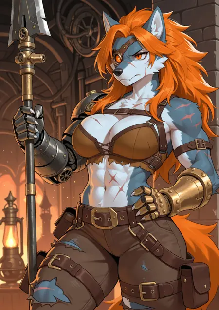 Bionic Gray Wolf – Steampunk Furry Collection 1 : Clockwork Edition (Illustrious)